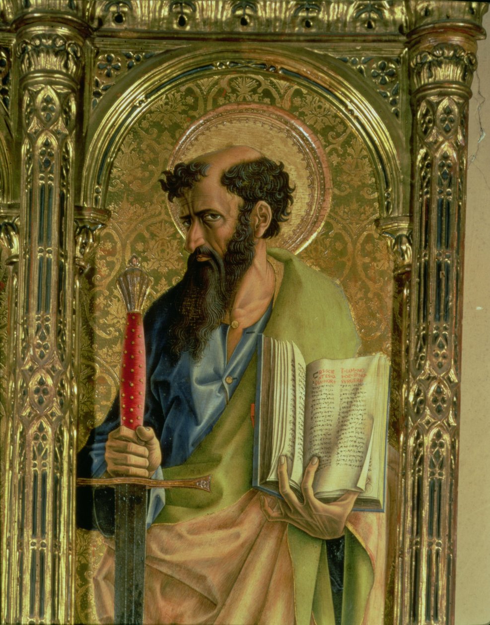 St. Paul, detalje fra SantEmidio polyptykonen, 1473 tempera på paneldetalje af 76636 og 76646 af Carlo Crivelli