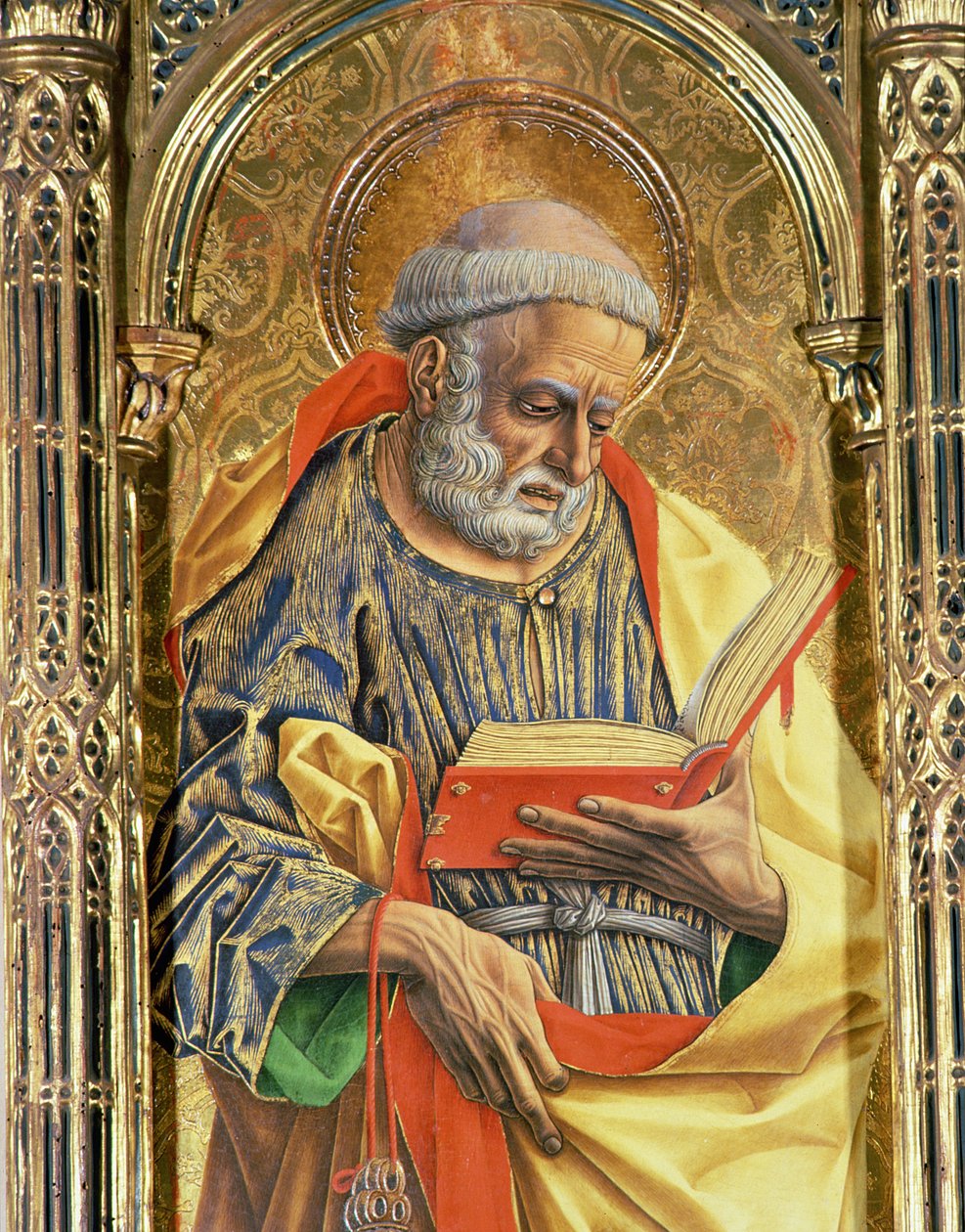 St. Peter, detalje fra SantEmidio polyptykonen, 1473 tempera på paneldetalje af 76636 af Carlo Crivelli