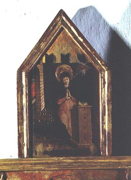 Bebudelsen, detalje af San Silvestro-polyptykonen af Carlo Crivelli