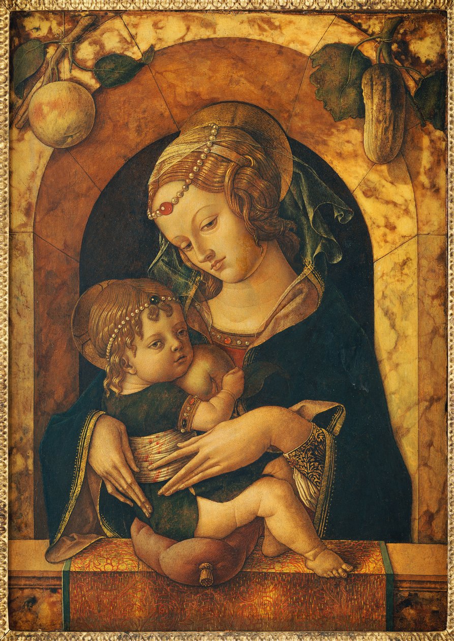 Madonnaen og barnet ved en marmorrækværk af Carlo Crivelli