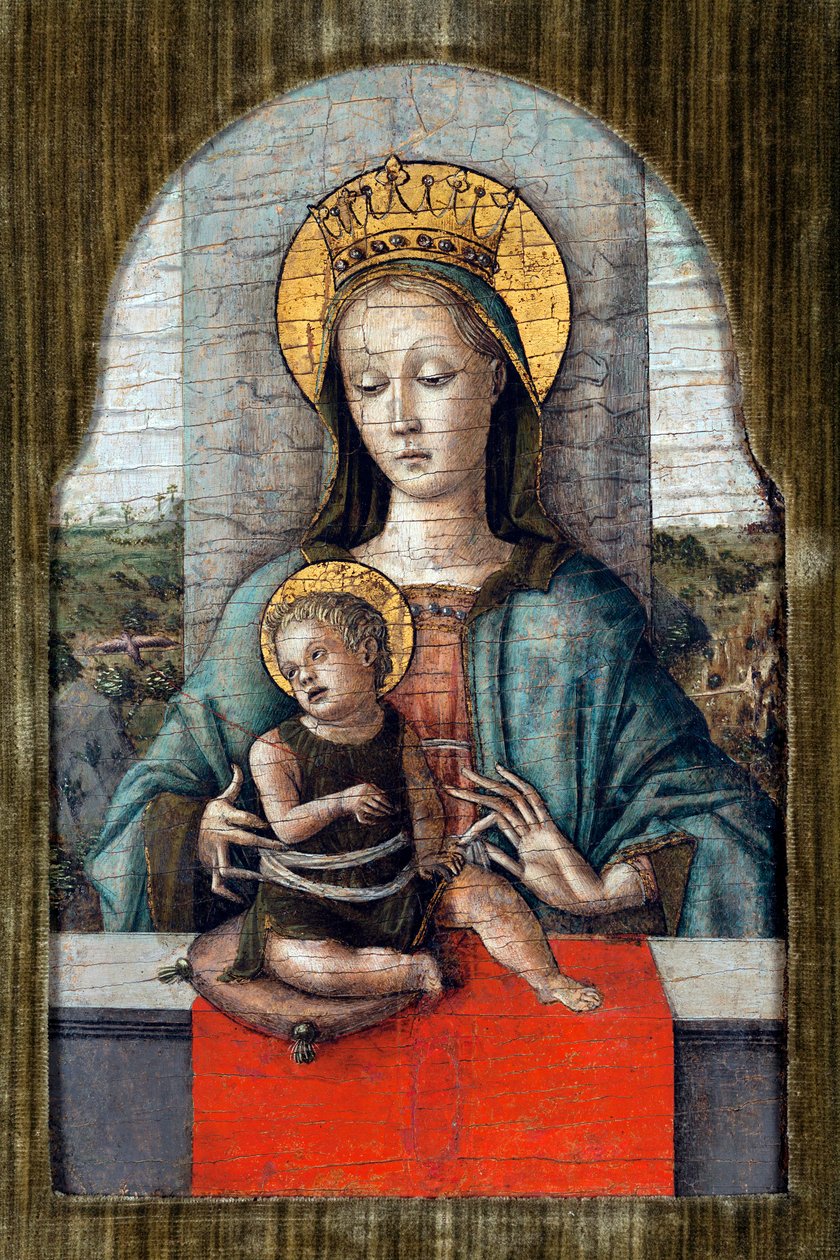 Jomfruen og barnet par Crivelli, Carlo (ca. 1435-c. 1495). Tempera på panel, størrelse: 28x18, ca 1455, Cini Foundation, Venedig af Carlo Crivelli