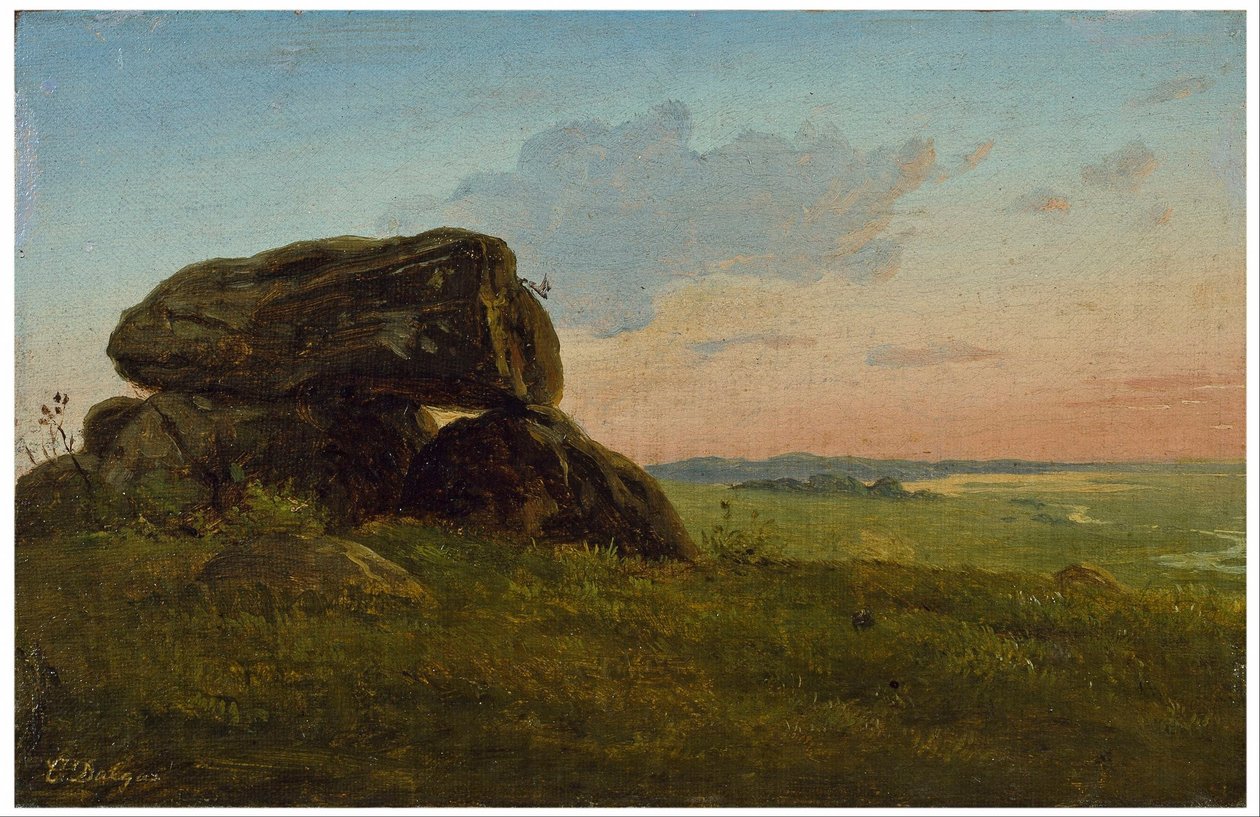 Aftenlandskab med en dolmen. Studie. af Carlo Dalgas