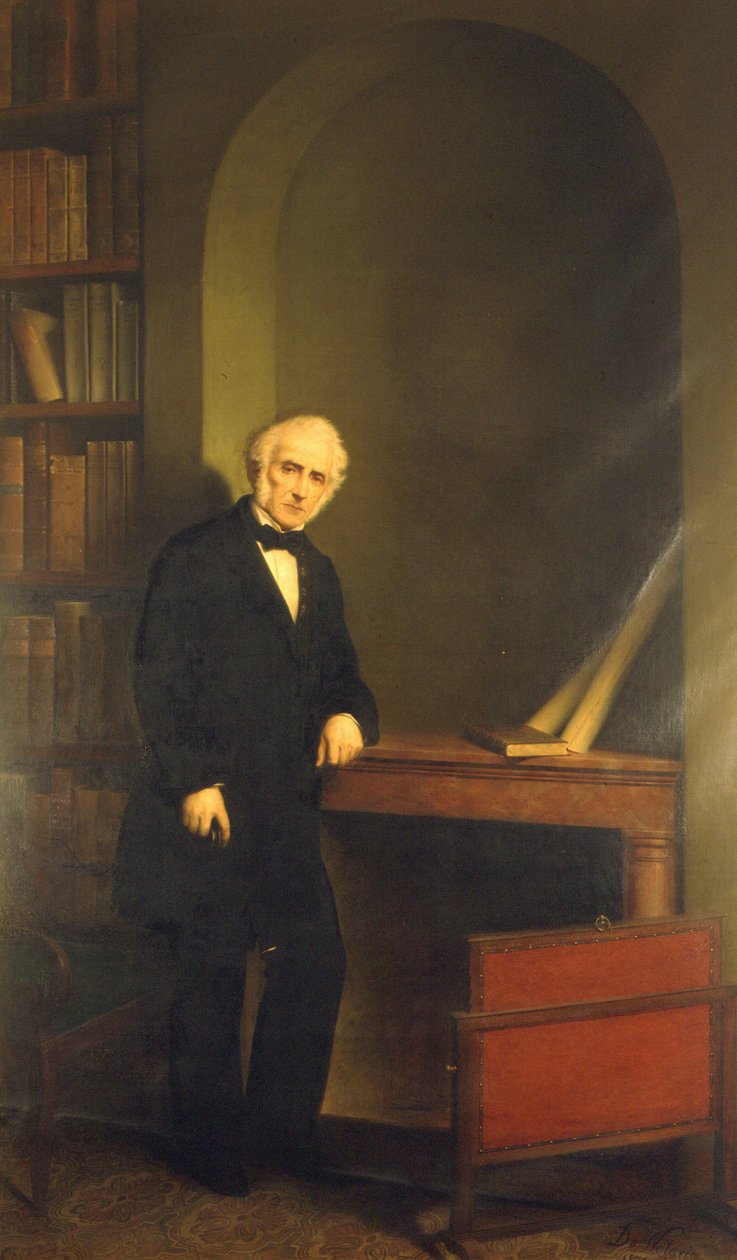 Portræt af Alessandro Manzoni. Maleri af De Notaris. Milano Manzoni House. af Carlo De Notaris