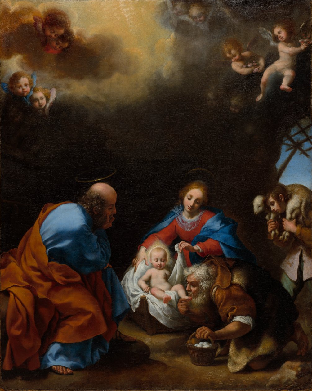 Hyrdernes tilbedelse, ca. 1670 (olie på lærred) af Carlo Dolci