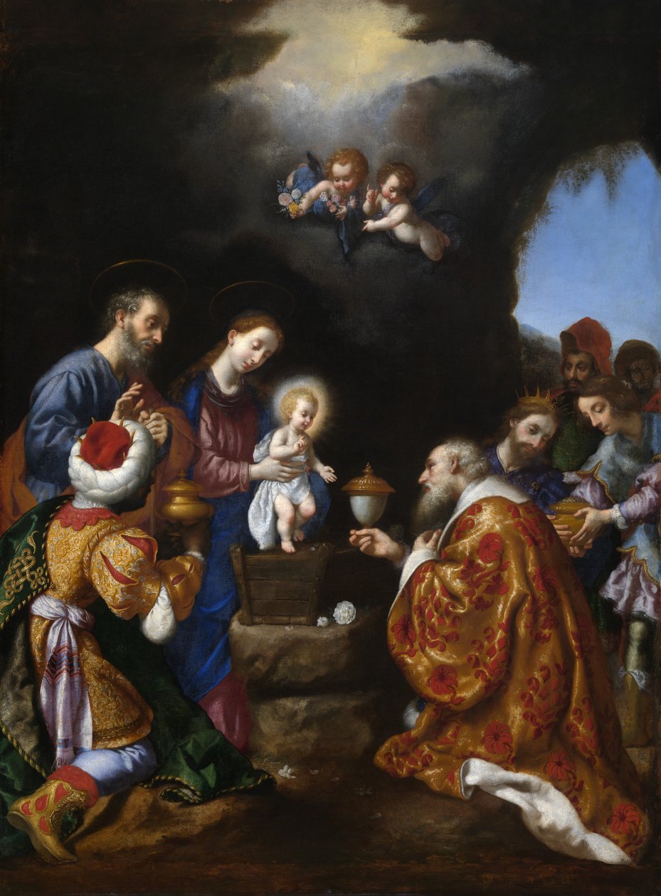 Magiernes tilbedelse (olie på lærred) af Carlo Dolci