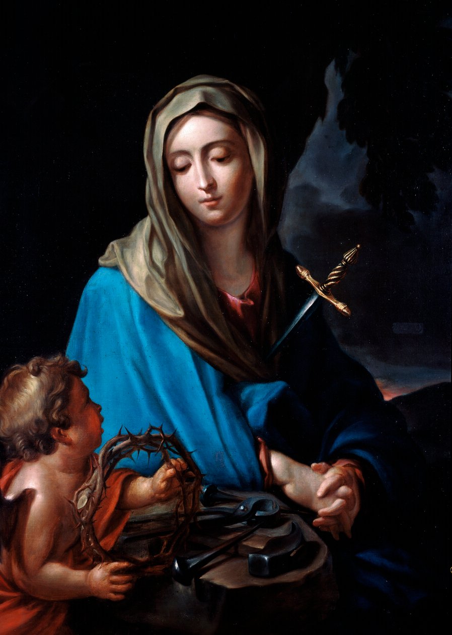 Virgin of Pain Maleri af Carlo Dolci (1616-1686) Rom fra det 17. århundrede, Det Hellige Hjertes Kirke af Carlo Dolci