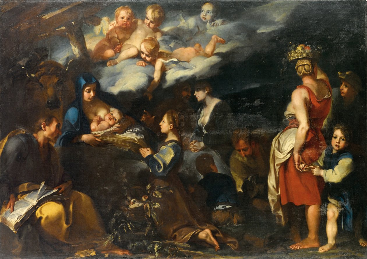 Tilbedelse af barnet med Sankt Lukas, ca. 1700 af Carlo Donelli