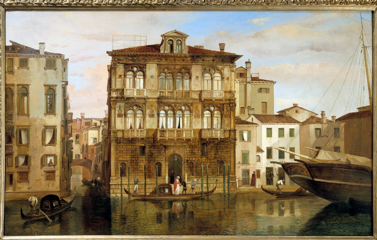 Maria Taglioni i en gondol foran sin bygning i Venedig, af Carlo Ferrari (1813-1871) af Carlo Ferrari