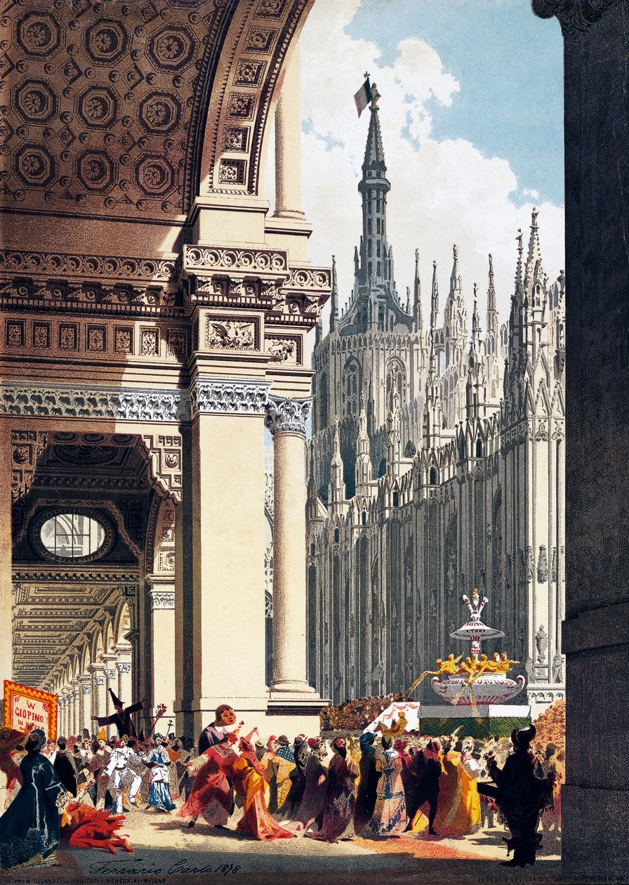 Karneval på Piazza Duomo i Milano af Carlo Ferrario