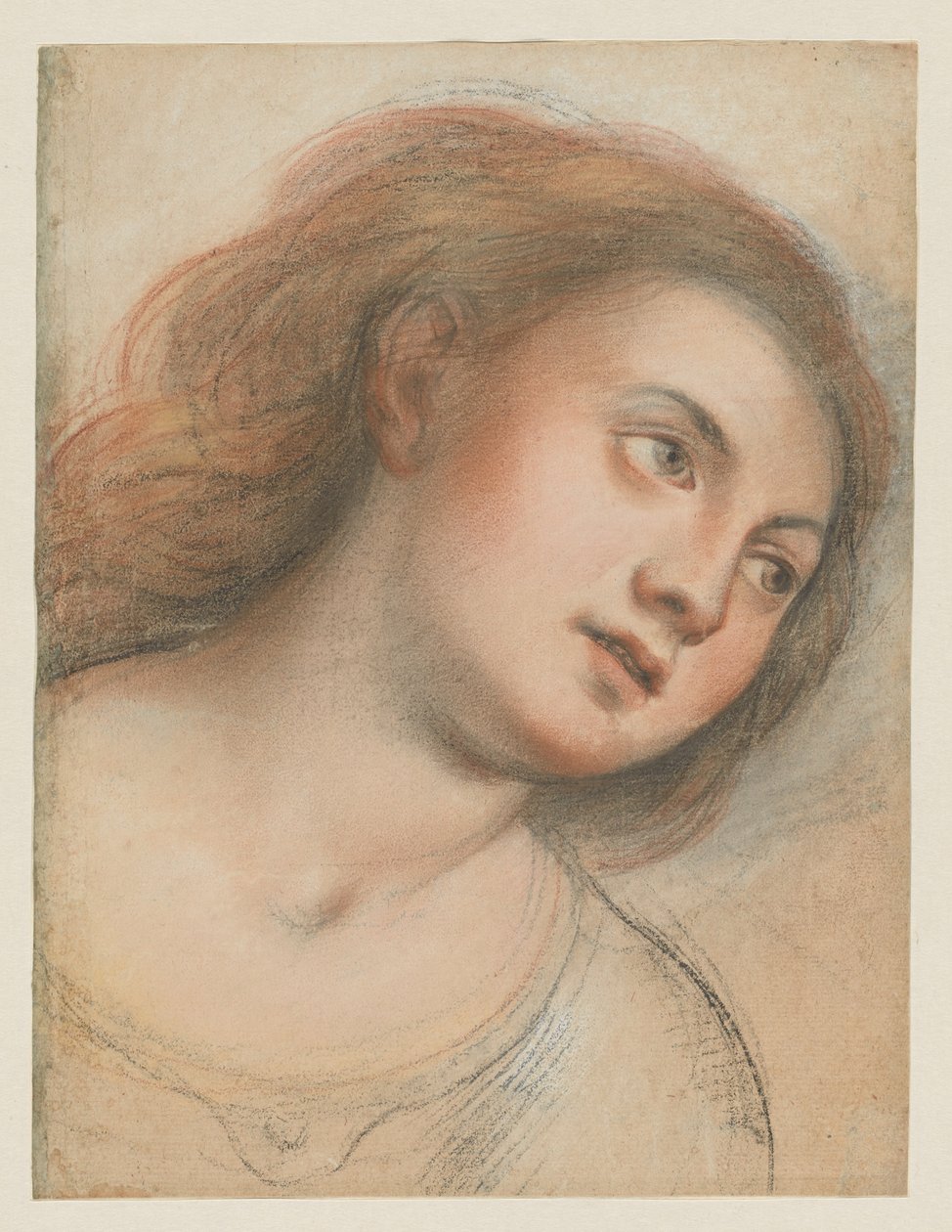 Studie for kvindeligt hoved (verso); Kristi hoved (rekto) af Carlo Francesco Nuvolone
