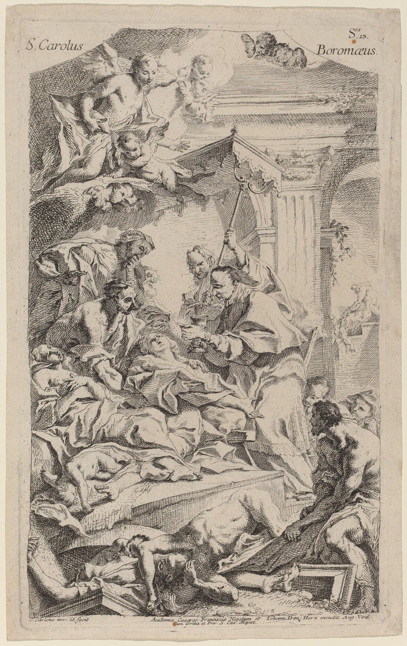 San Carlo Borromeo giver sidste nadver til ofrene for pesten af Carlo Innocenzo Carlone