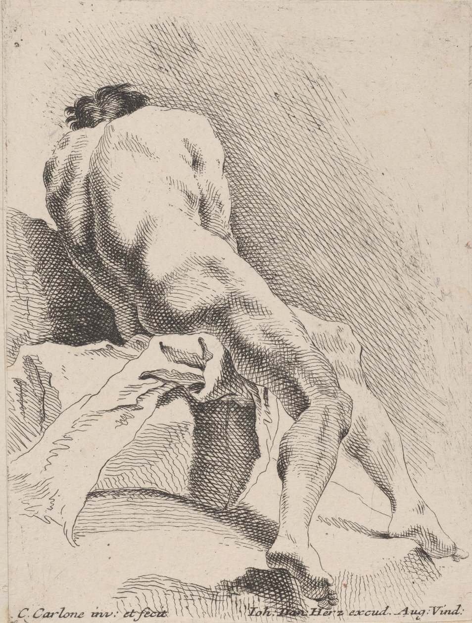 Akademisk Studie, set bagfra, 1725-75. af Carlo Innocenzo Carloni