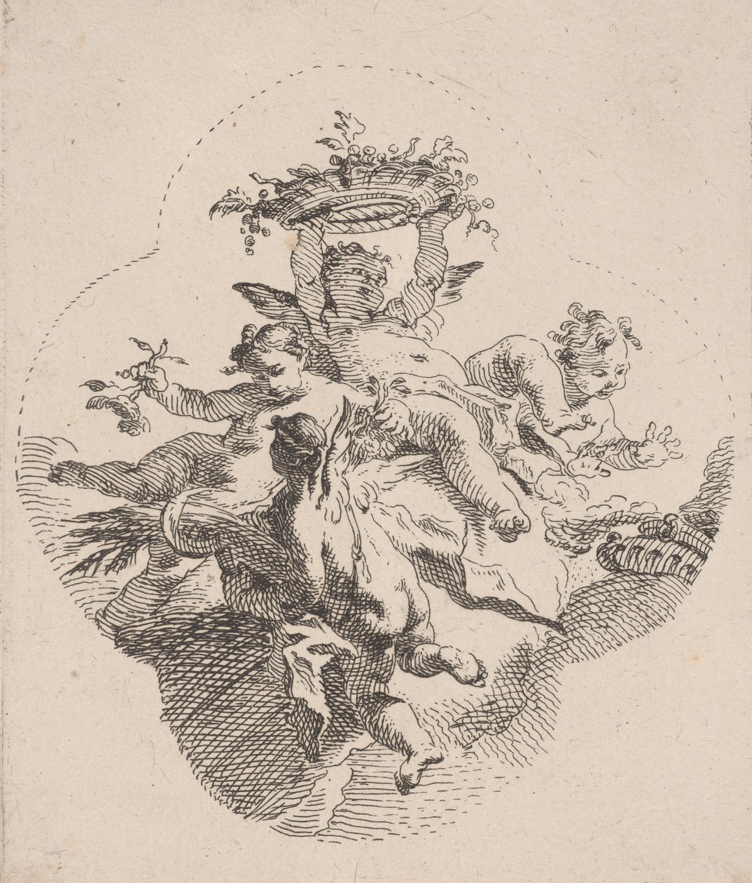 Putti holder blomster, 1725-75. af Carlo Innocenzo Carloni