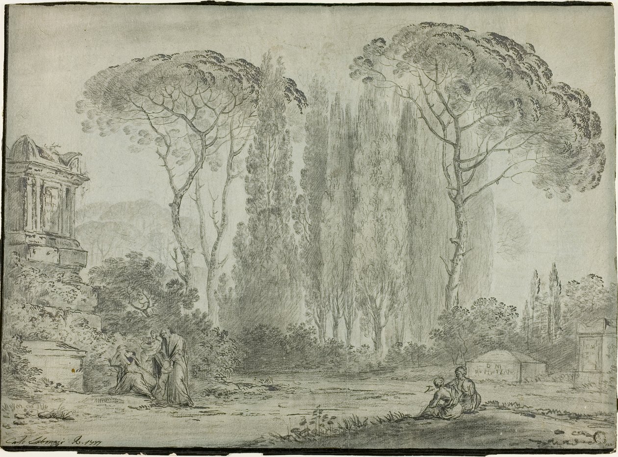 Sørgende på en kirkegård af Carlo Labruzzi