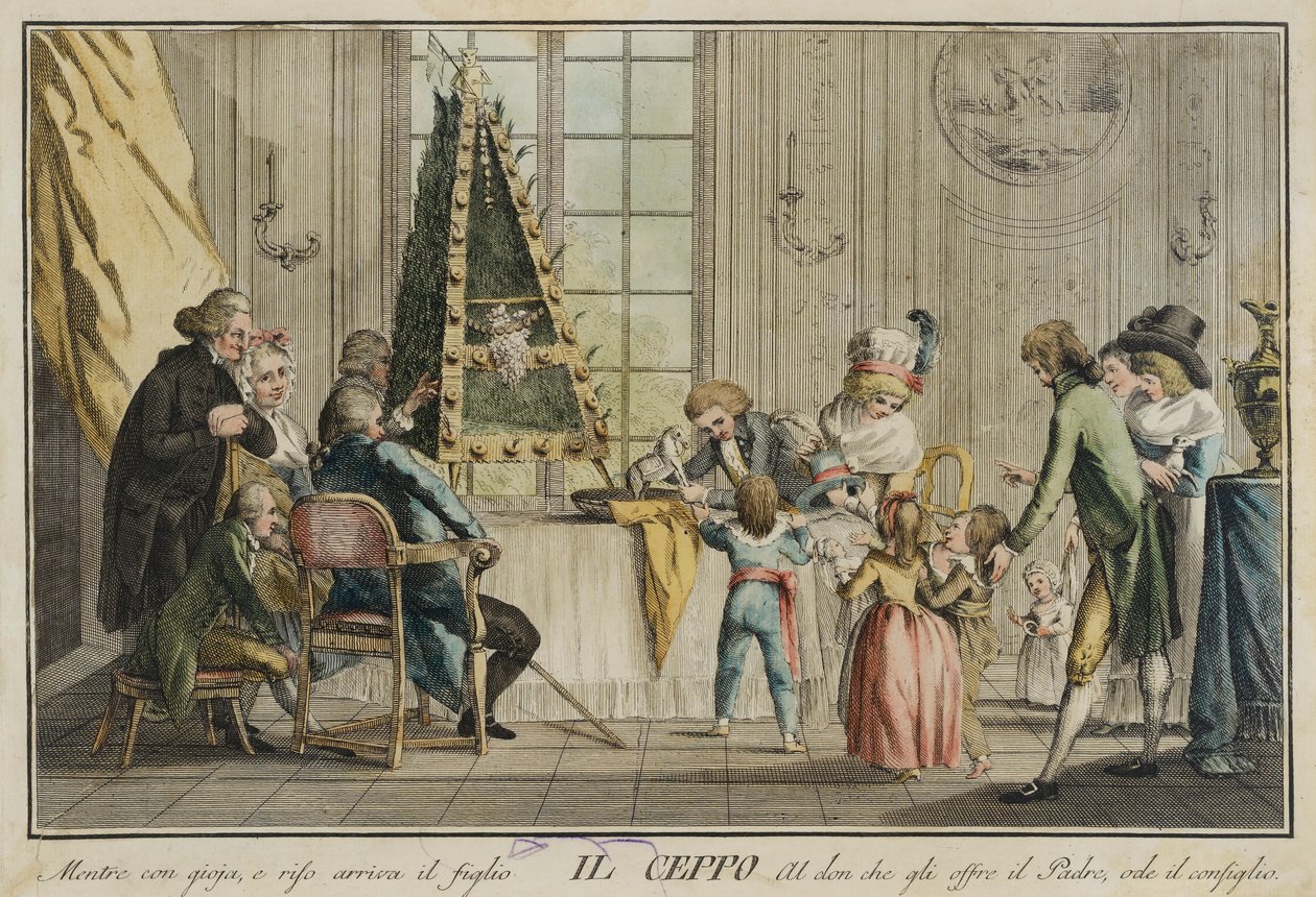 Il ceppo (Familien), fra porteføljen Giuochi, Trattenimenti e Feste Annue che si costumano i Toscana og især i Firenze (spil, underholdning og årlige festligheder, der er sædvanlige i Toscana og især i Firenze) af Carlo Lasinio