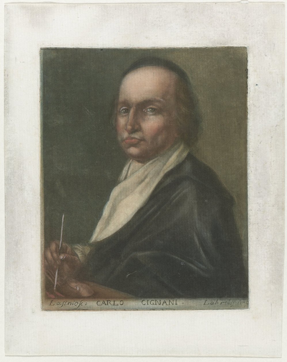 Portret kunstner Carlo Cignani Kunstenaarsportretten i de Uffizi Gallery te Florence (serietitel) Portrætter af eksisterende malere i Royal Gallery of Florence (serietitel) af Carlo Lasinio