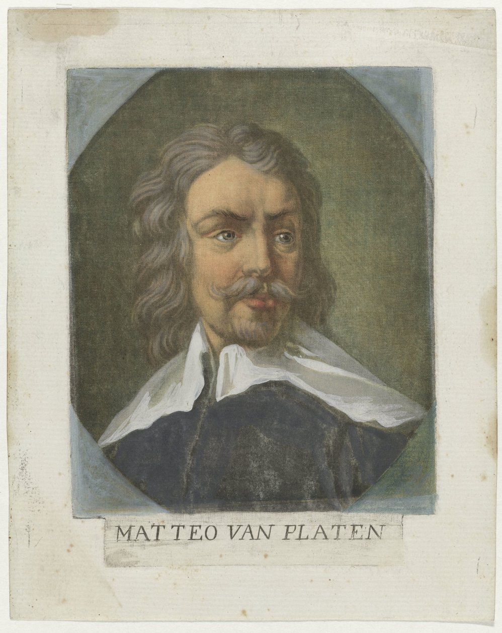 Portret af kunstner Matthew von Platen Kunstenaars Zelfportret En in de Galleria degli Uffizi te Florence (serietitel) Selvportrætterne af Real Galleria di Firenze (serietitel) af Carlo Lasinio