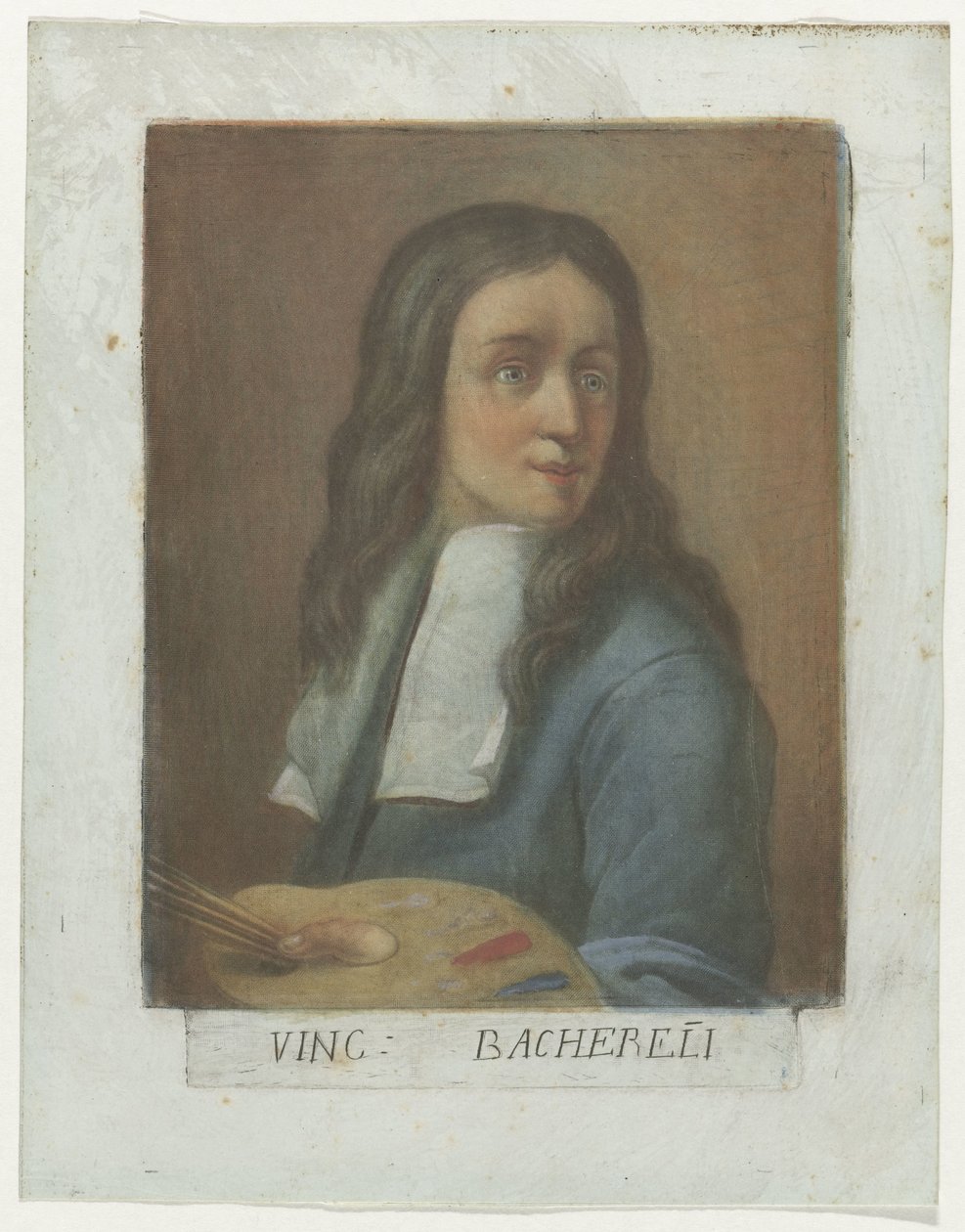 Portret af maler Vincenzo Bachereli Kunstenaarszelfportretten i de Uffizi Gallery te Florence (serietitel) Selvportrætterne af Real Galleria di Firenze (serietitel) af Carlo Lasinio