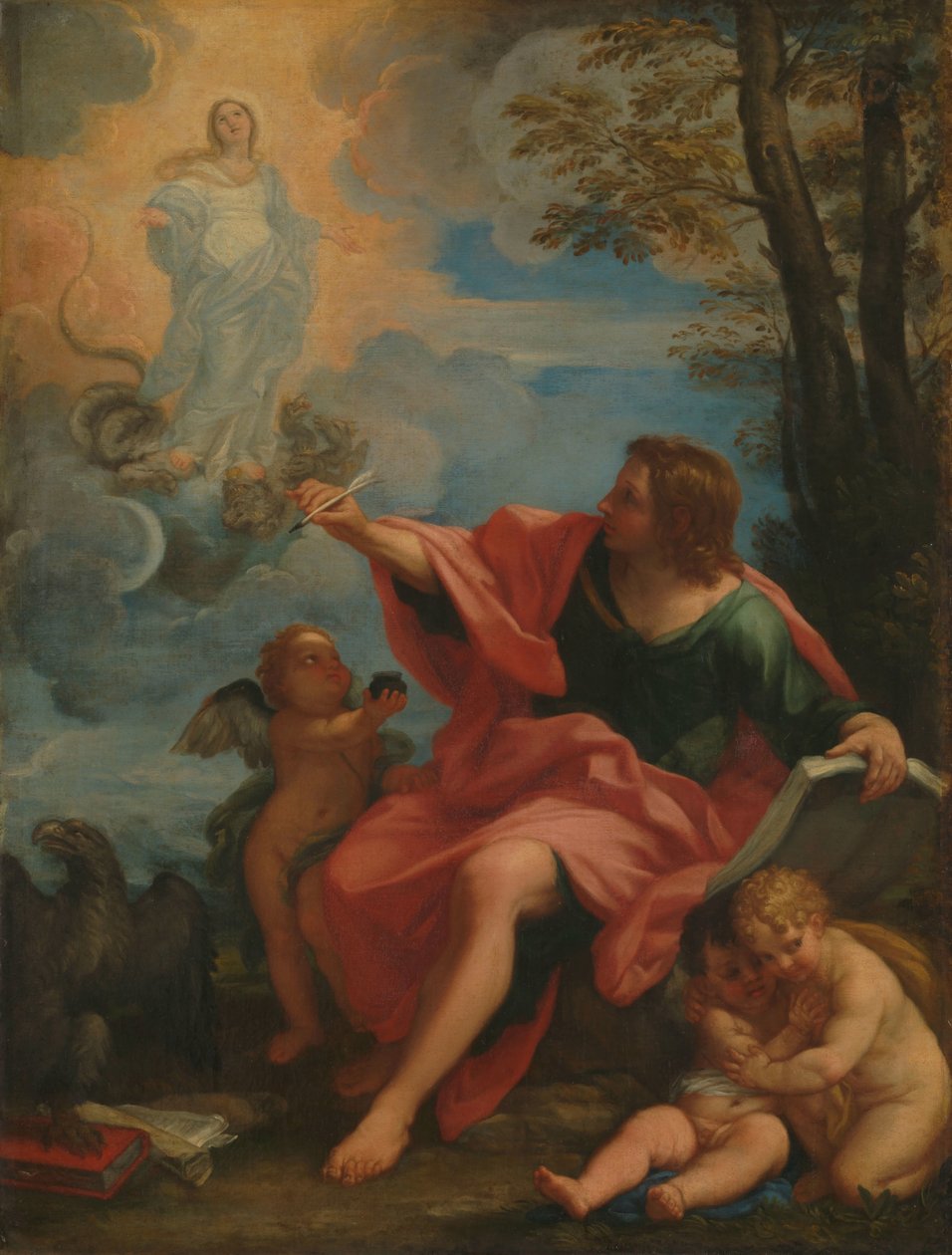 Sankt Johannes evangelisten på Patmos af Carlo Maratta (circle of)
