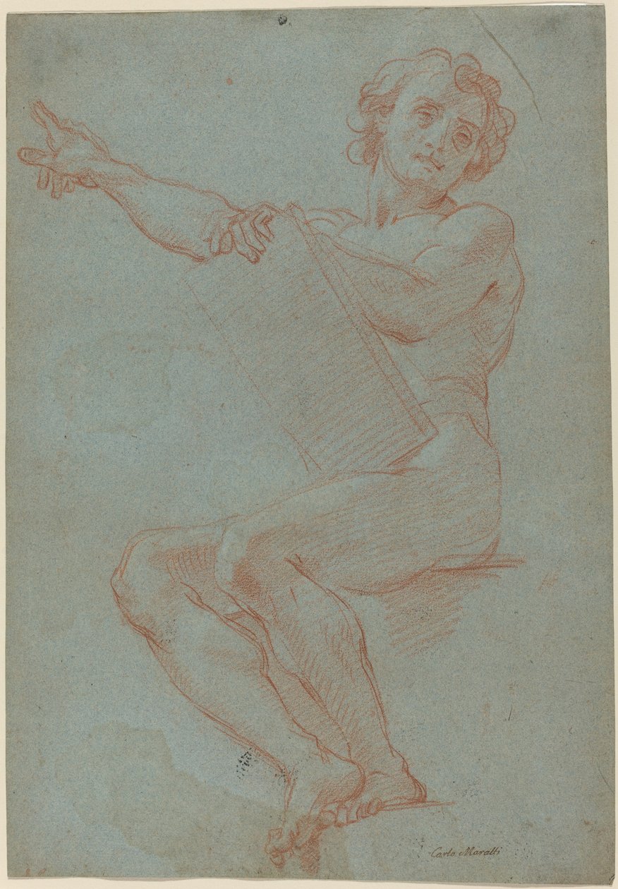 En siddende mand med en tablet af Carlo Maratta