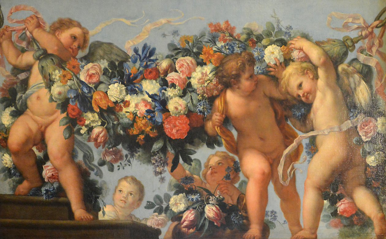 Kærlighed og blomsterkranse af Carlo Maratta