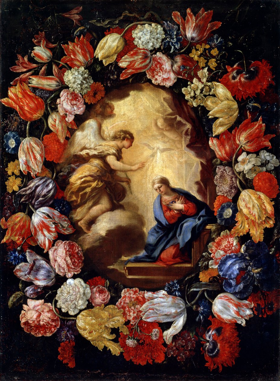 Bebudelsen med blomster, 17. eller begyndelsen af 1700-tallet af Carlo Maratta