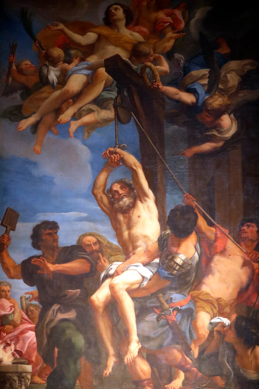 Blaise af Sebaste er æret som en kristen helgen og martyr. Maleri. Genova. Italien. af Carlo Maratta or Maratti