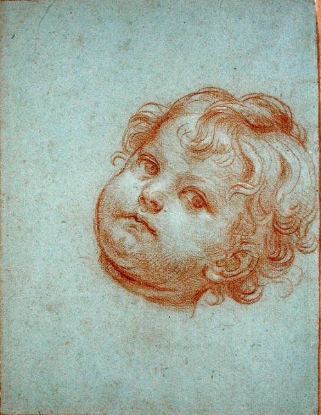 Hoved af en engel (kridt på papir) af Carlo Maratta or Maratti