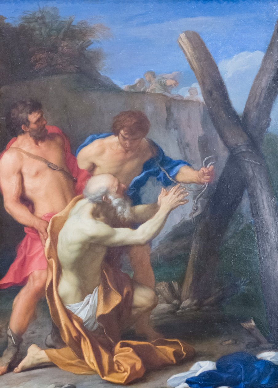 Martyrdøden for den hellige Andrew, C1600-tallet (olie på kobber) af Carlo Maratta or Maratti