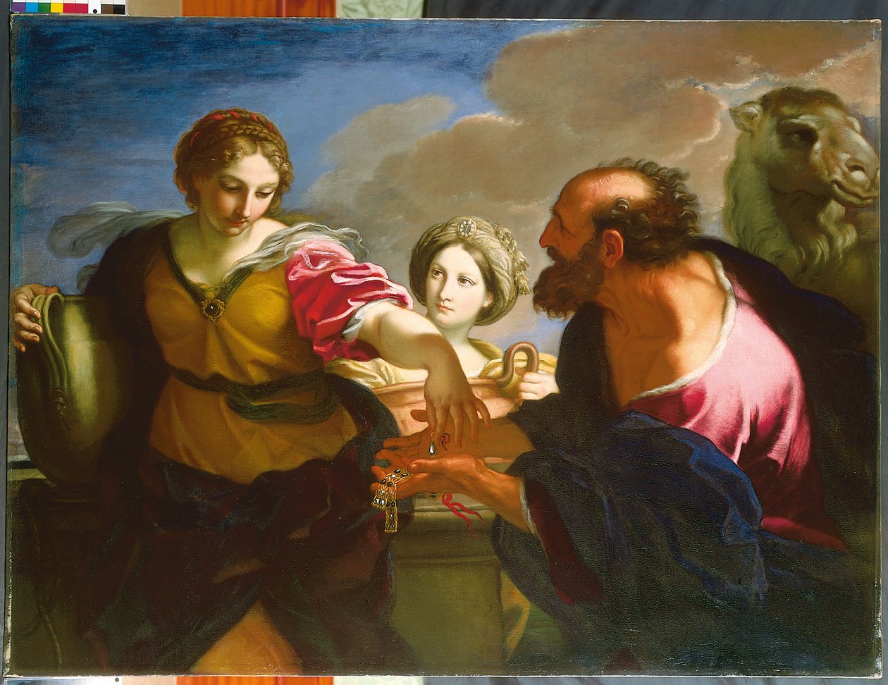 Rebecca And Eliezer At The Well (olie på lærred) af Carlo Maratta or Maratti