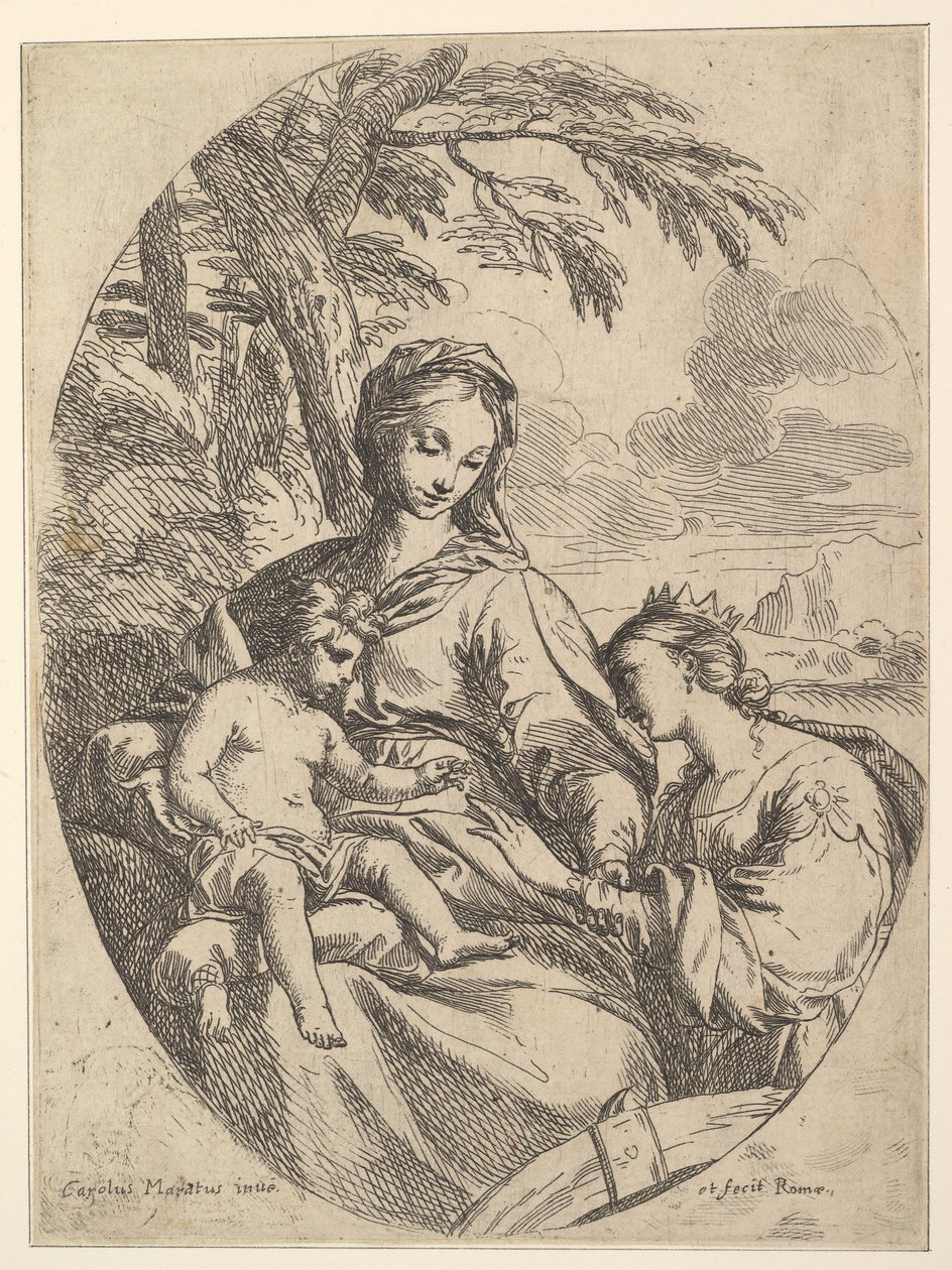St. Catherines ægteskab. af Carlo Maratta or Maratti