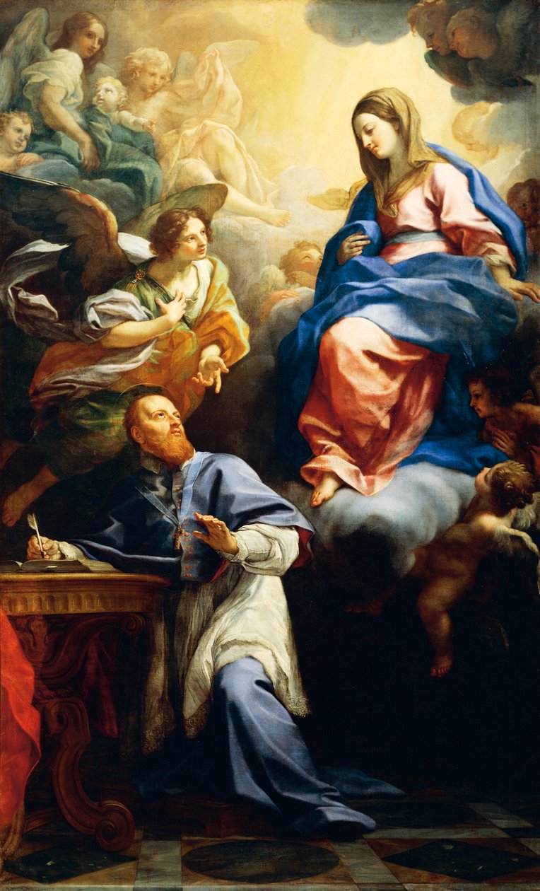 Neitsyt lapsen kanssa ilmestyy St. Francis de Salesille af Carlo Maratta or Maratti