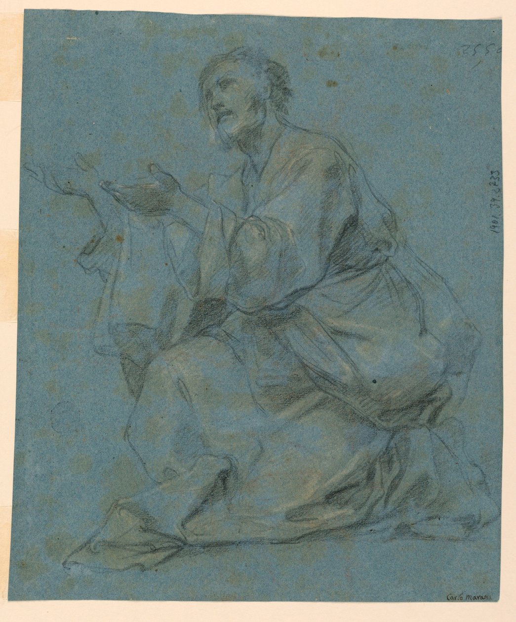 Tegning, studier: To siddende mænd, 1650-1675 af Carlo Maratti