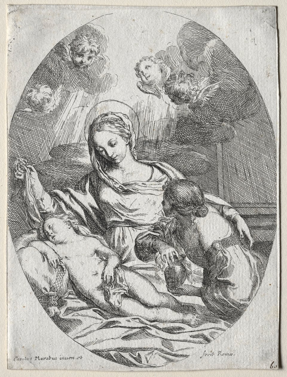 Madonna og barn med Magdalen. af Carlo Maratta or Maratti
