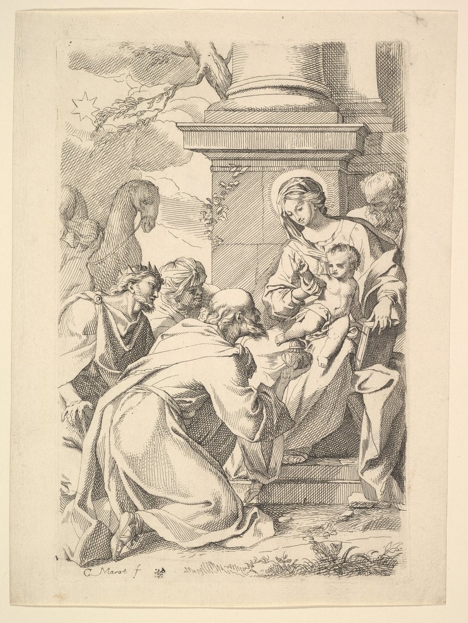 The Adoration of the Magi kopi omvendt. af Carlo Maratti