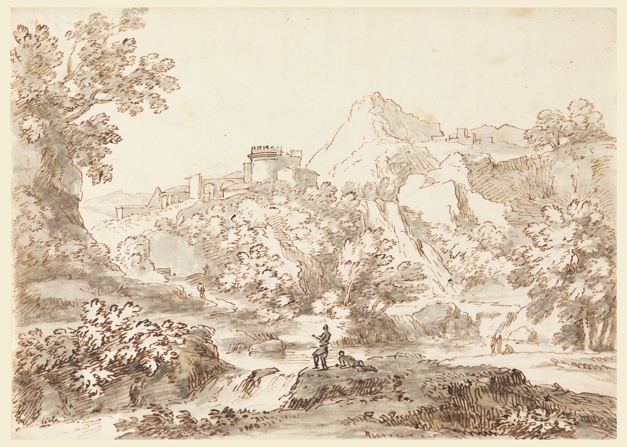 Et Landskab med By af Carlo Marchionni