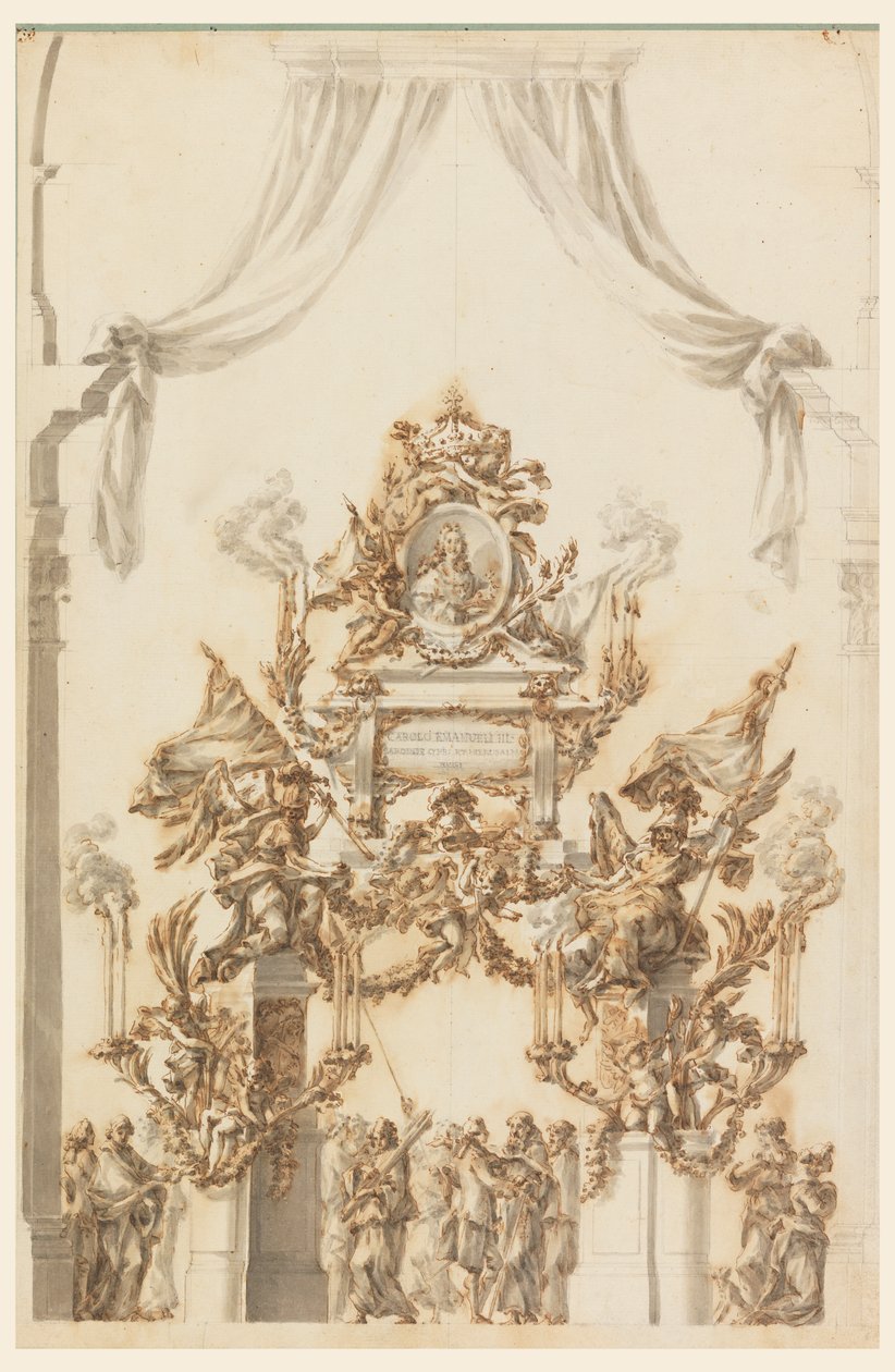 Design til en katafalk for Charles Emanuel III af Sardinien af Carlo Marchionni