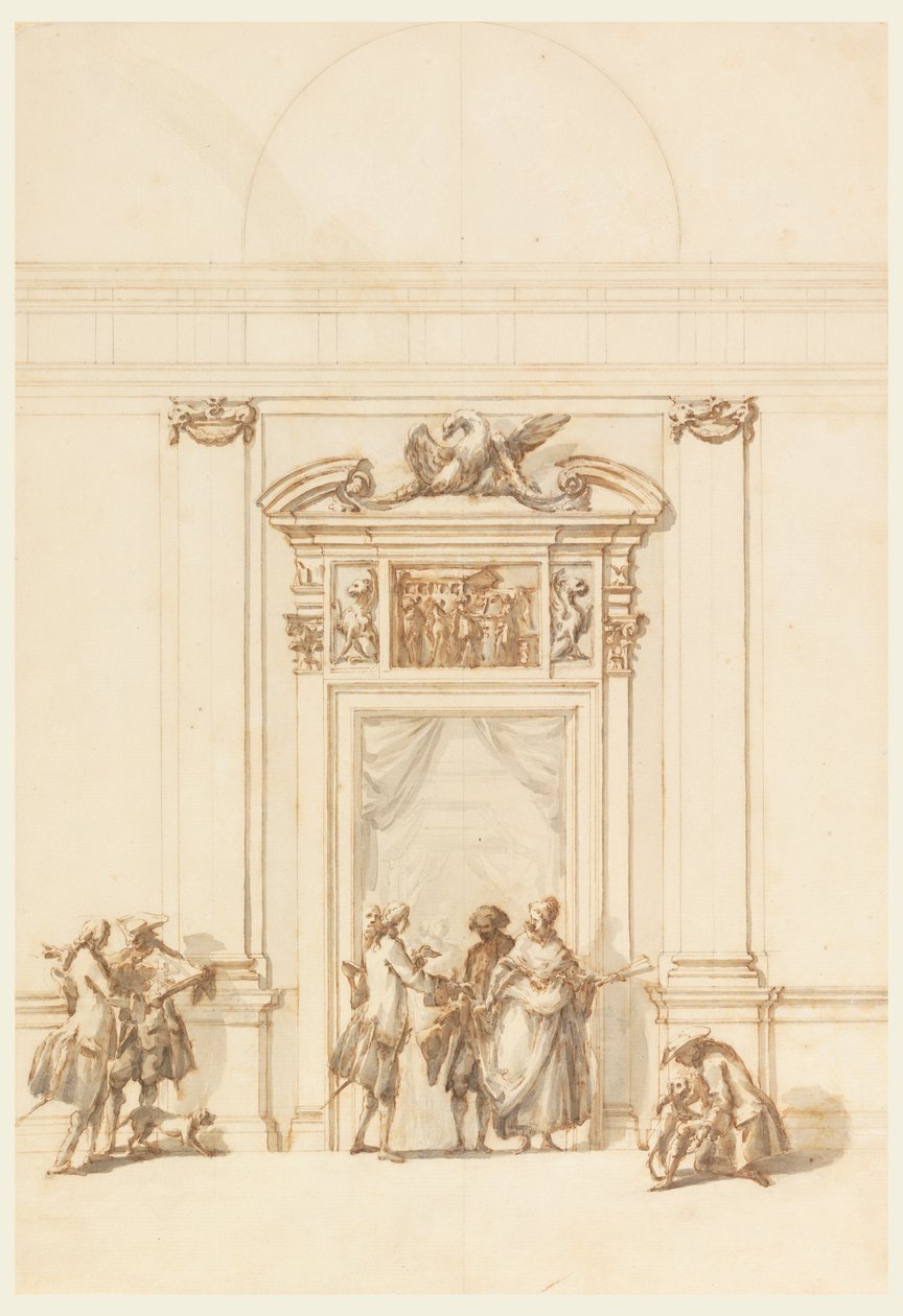 Design til Nordportalen, Grand Gallery, Villa Albani, Rom, Italien af Carlo Marchionni