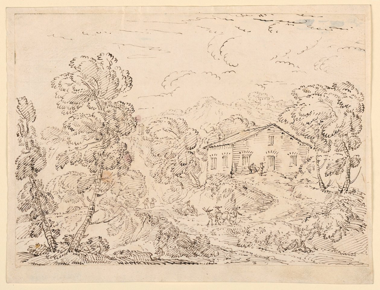 Tegning, Et trattoria i skoven, 1760-1770 af Carlo Marchionni