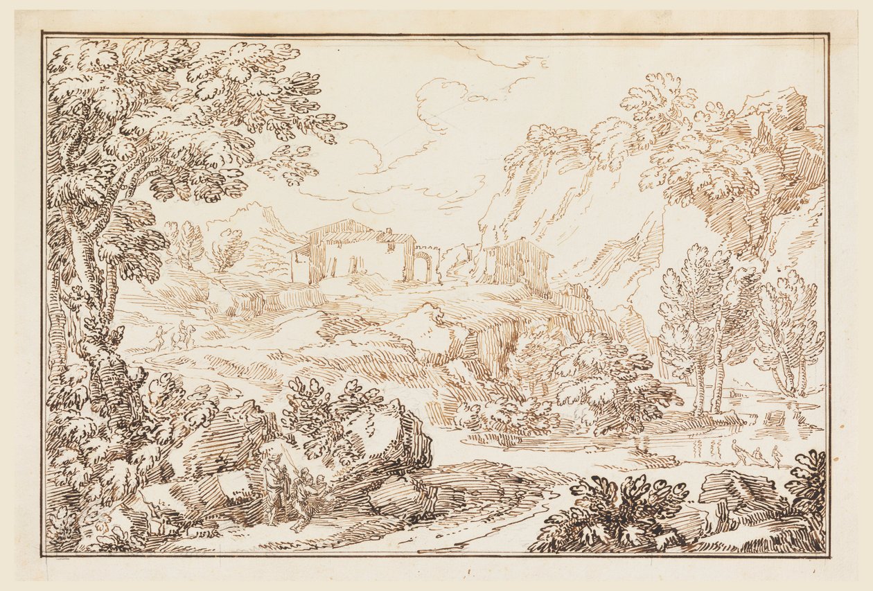 Tegning, Et landskab, 1770-86 af Carlo Marchionni