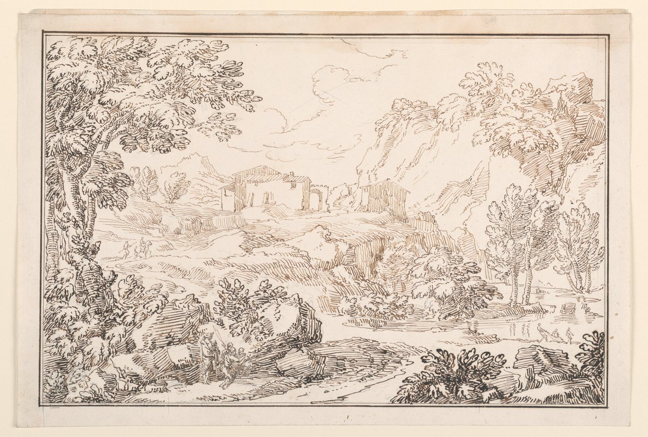 Tegning, Et landskab, 1770-86 af Carlo Marchionni
