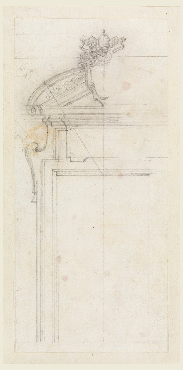 Tegning, design til en dørkasse, 1725-50 af Carlo Marchionni