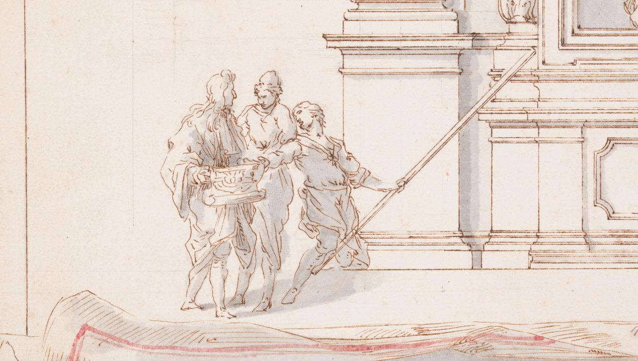Tegning, Design til et alter: Elevation, med Trompe l