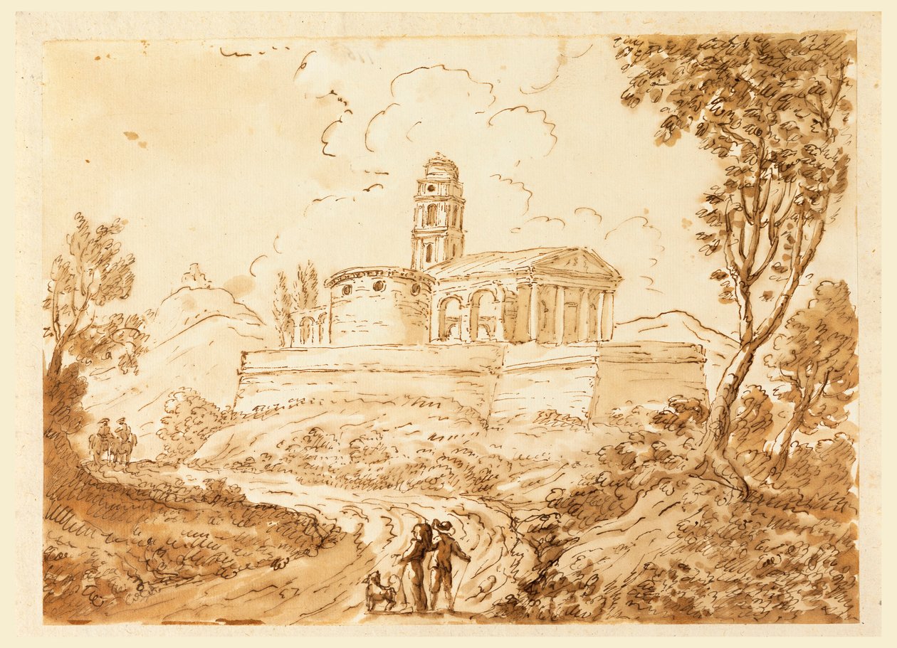 Tegning, Figurer på vej, midten af det 18. og slutningen af det 18. århundrede af Carlo Marchionni