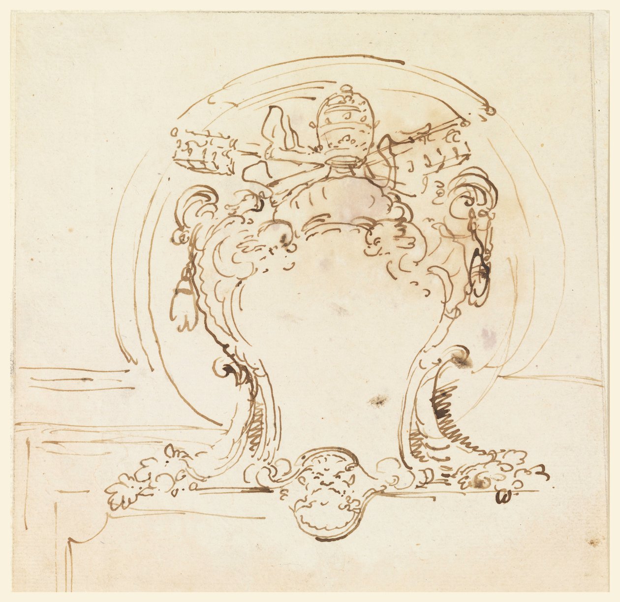 Tegning, paveligt våbenskjold, 1740-58 af Carlo Marchionni