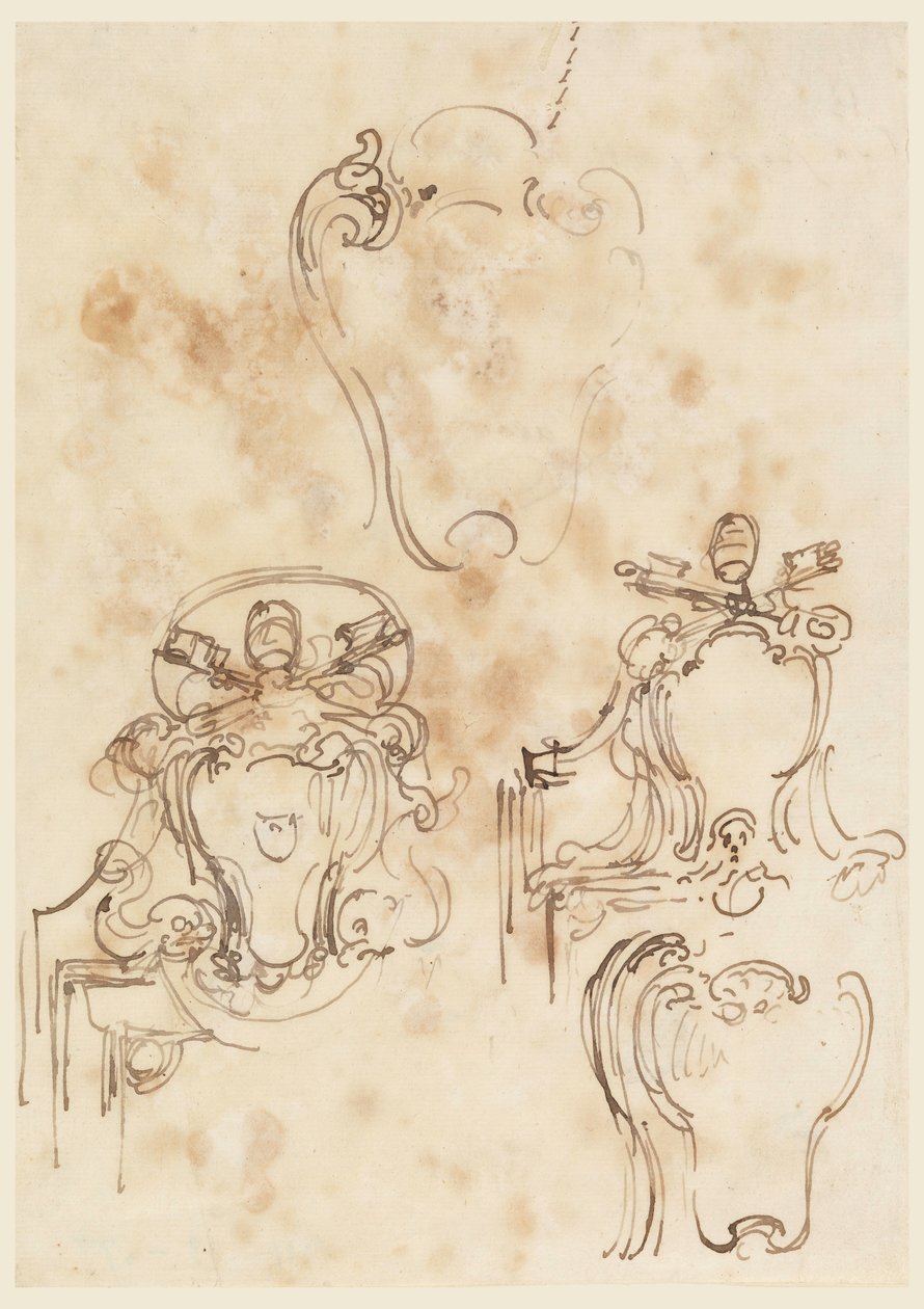 Tegning, Skitser til rammer og rosetter, 1758-69 af Carlo Marchionni