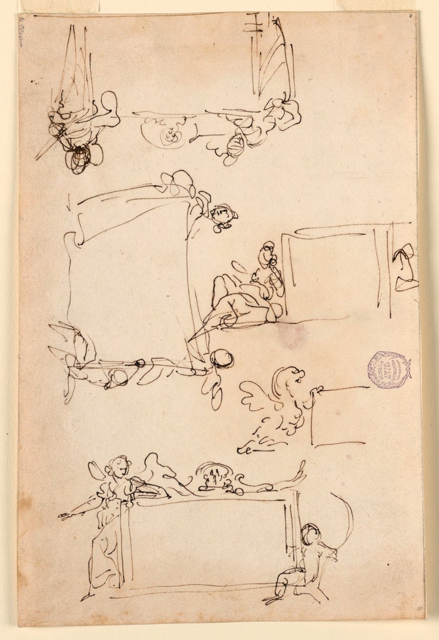 Tegning, Skitser til en tavle, ca. 1750 af Carlo Marchionni