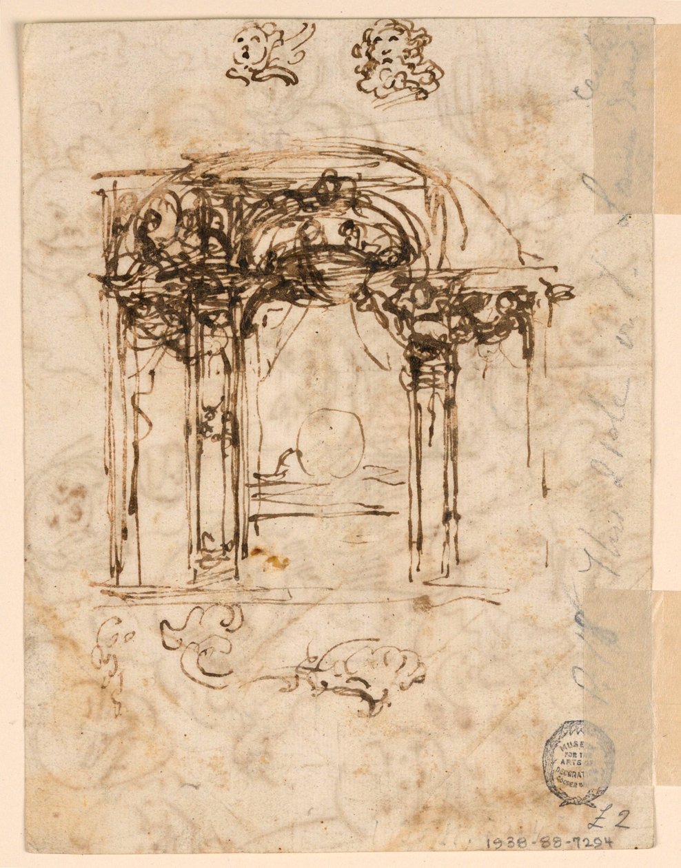 Tegning, studier af hoveder, 1760-80 af Carlo Marchionni