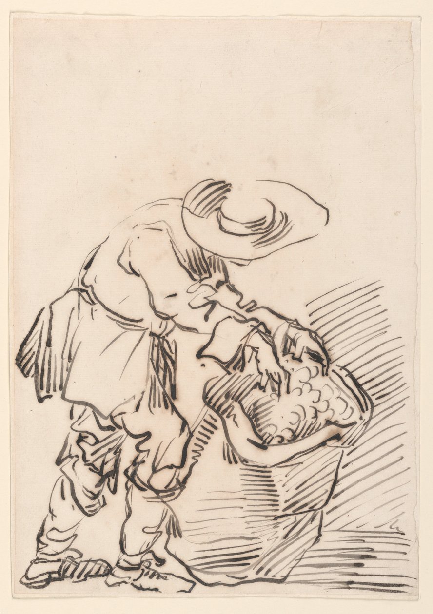 Tegning, arbejdende bonde, 1728-78 af Carlo Marchionni
