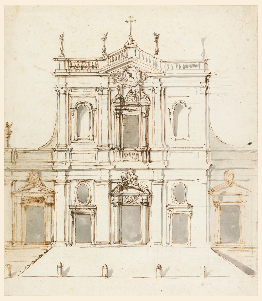 Facade med Albani-våben af Carlo Marchionni